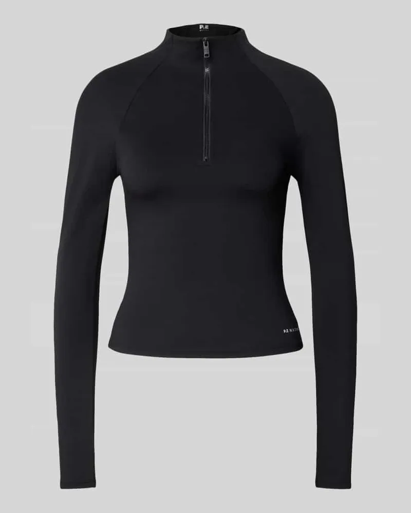 P.E. NATION Longsleeve mit Stehkragen und Reißverschluss Modell 'NIGHTFALL Black