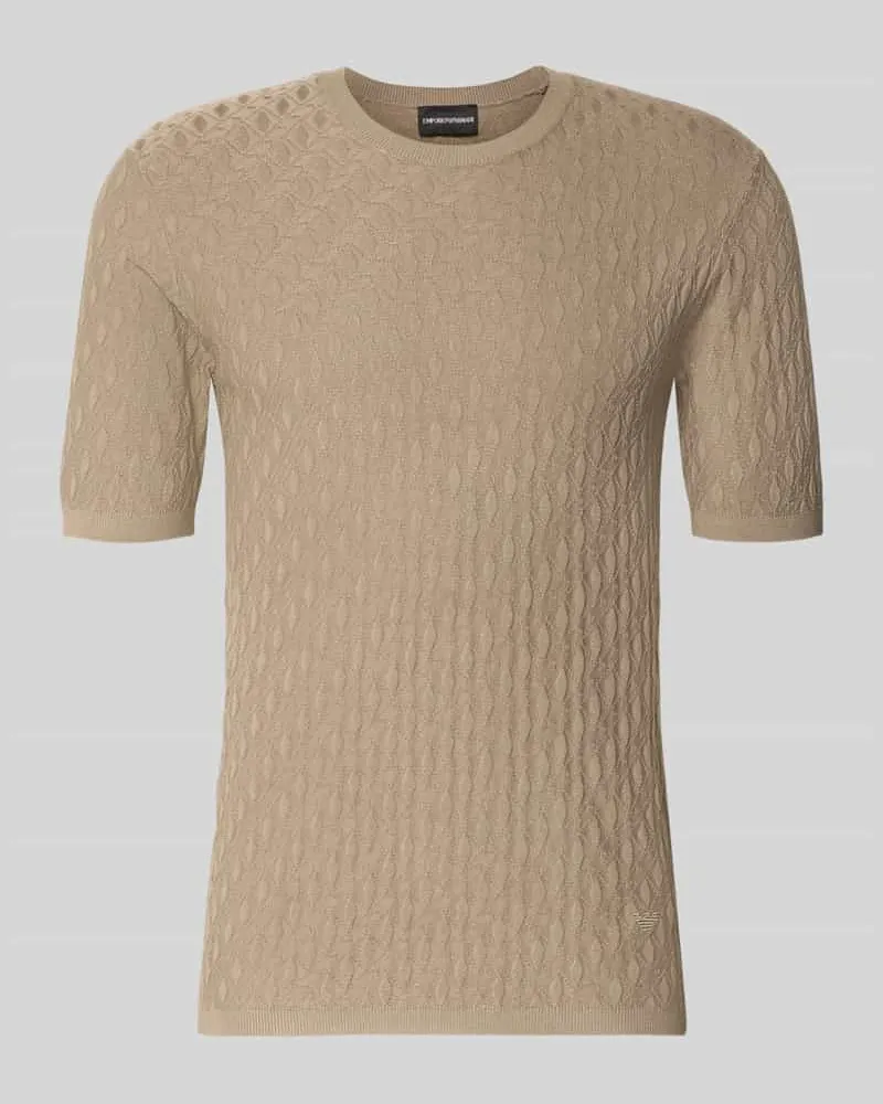 Emporio Armani T-Shirt aus Viskose-Mix in Strick-Optik Beige