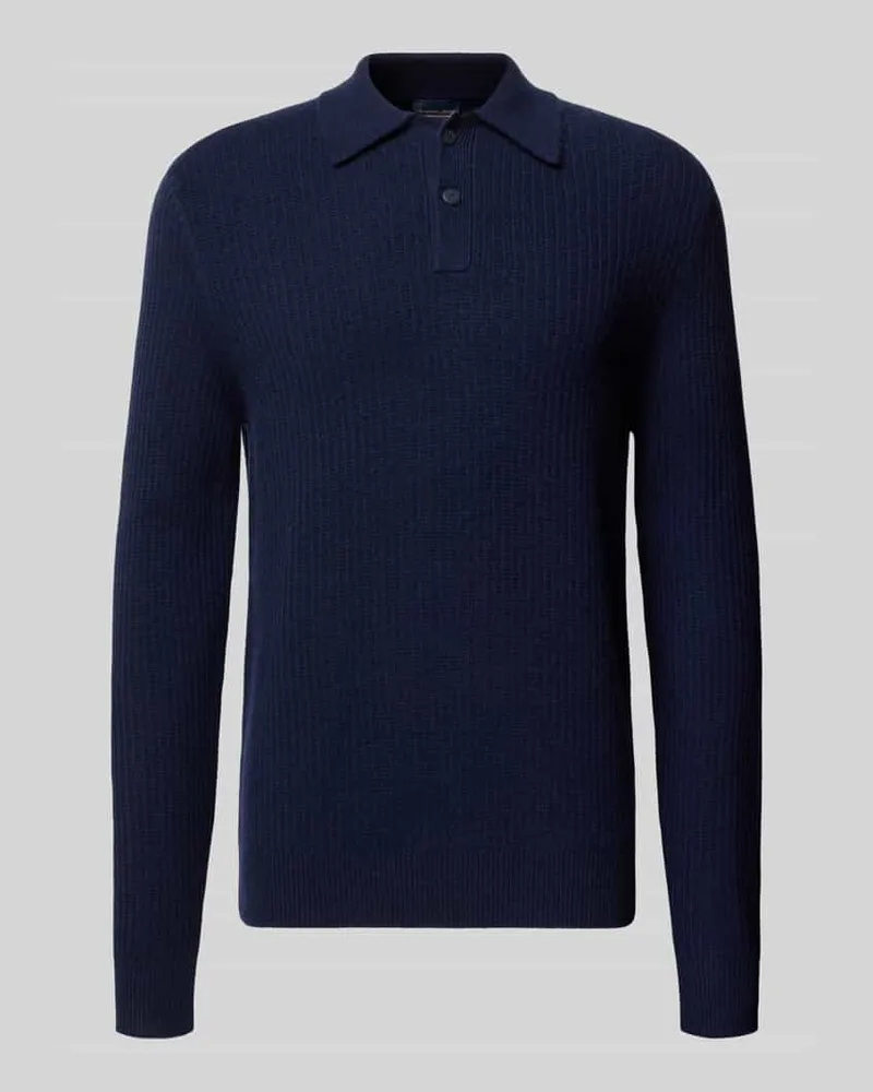 Christian Berg Slim Fit Strickpullover aus Woll-Kaschmir-Mix mit Polo-Kragen Marine