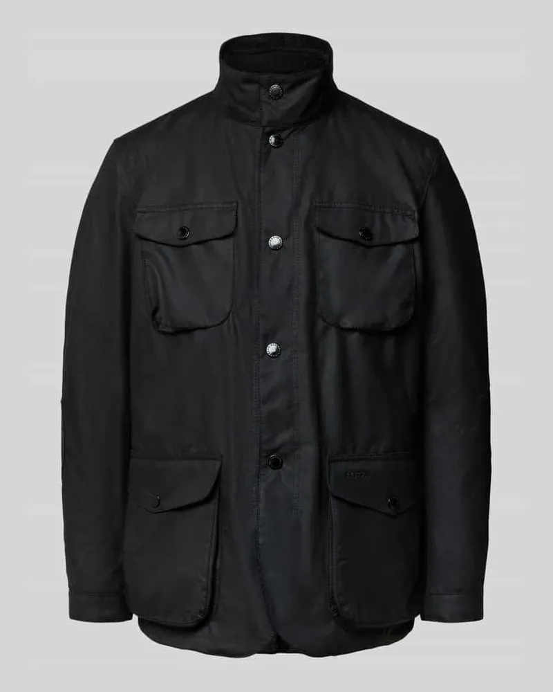 Barbour Regular Fit Jacke aus gewachster Baumwolle Black