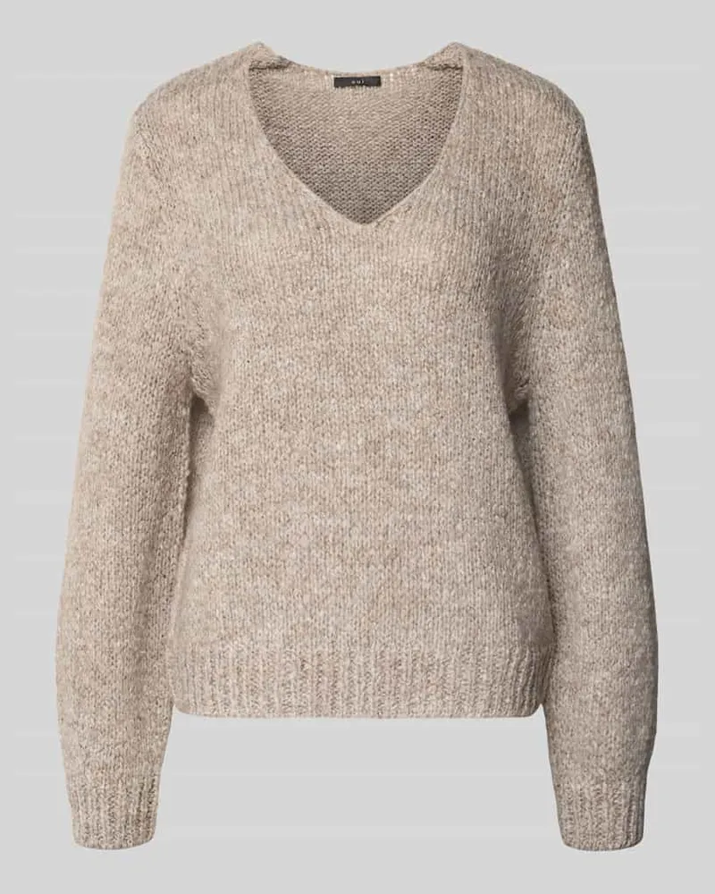 Oui  Regular Fit Pullover mit Woll- und Mohair-Anteil Taupe