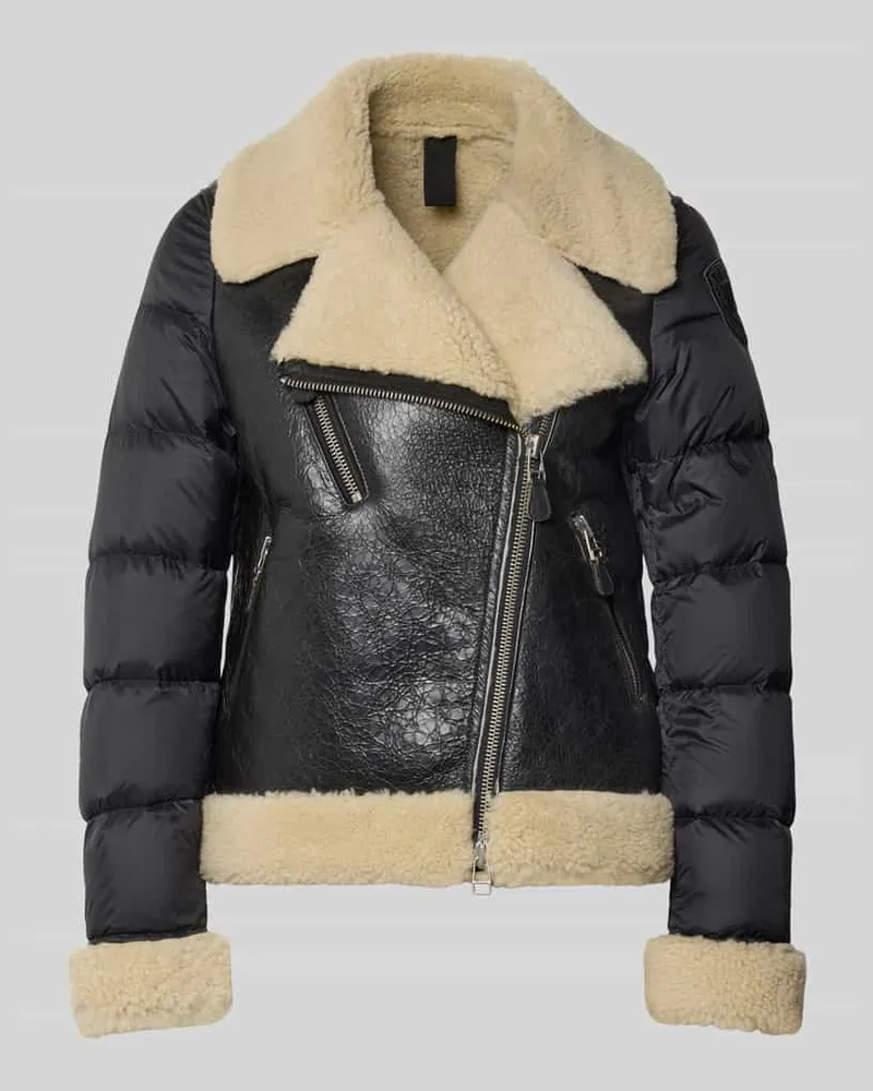 Blauer Regular Fit Jacke aus echtem Leder Modell 'Candor Black