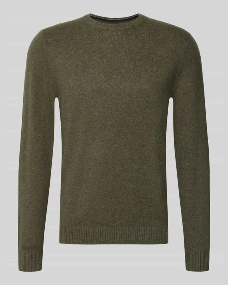 Christian Berg Kaschmirpullover mit gerippten Abschlüssen Oliv