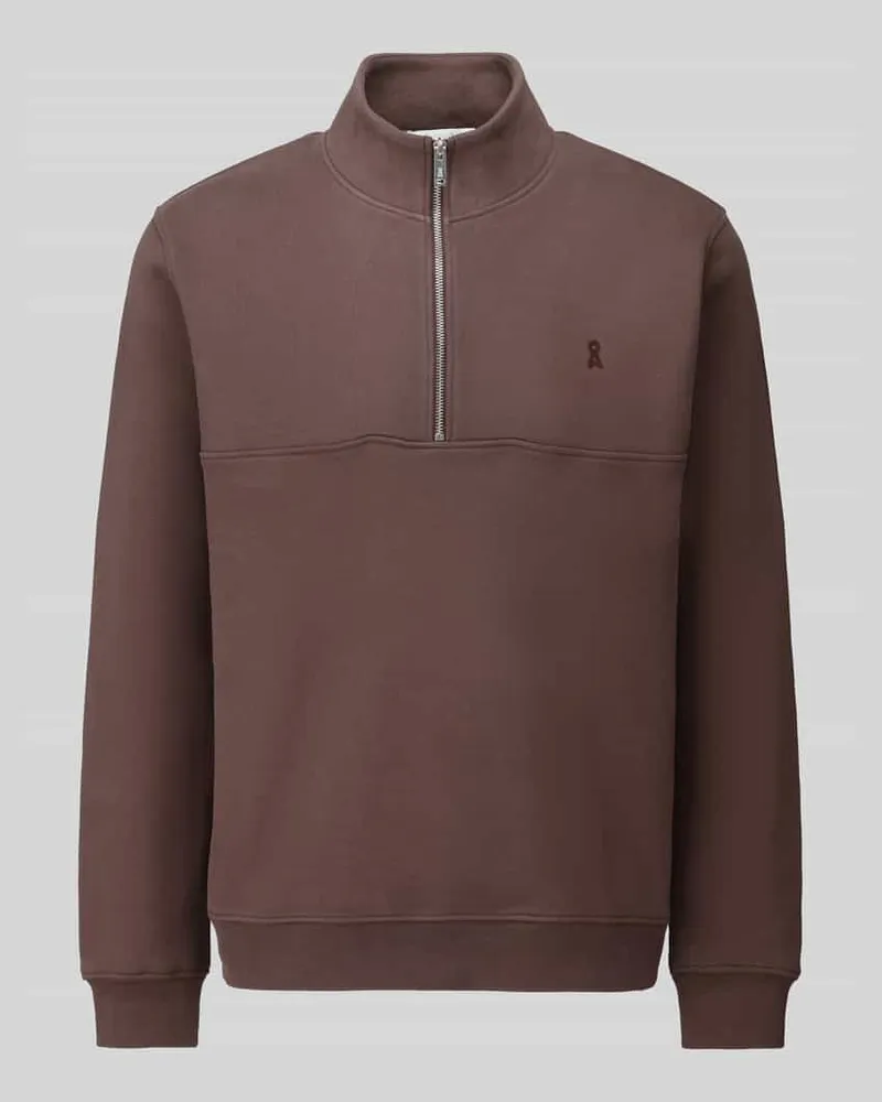 Armedangels Regular Fit Troyer aus reiner Baumwolle Modell 'WAARLO FLEECE Schoko