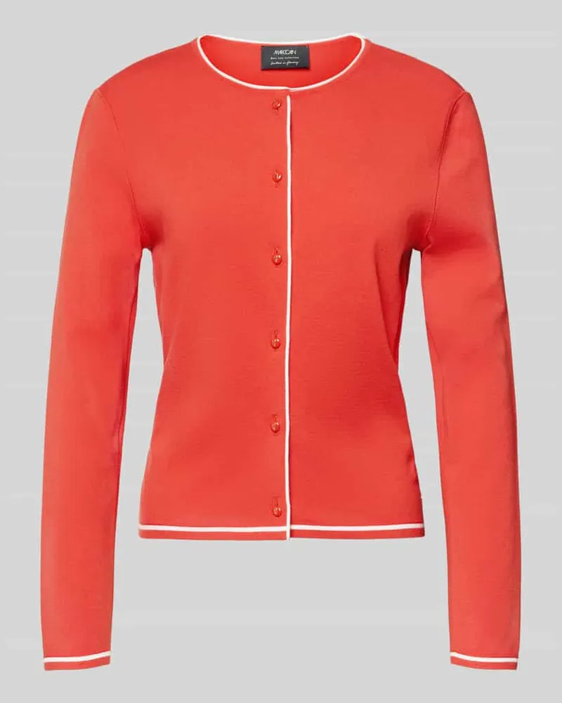 Marc Cain Strickjacke aus Viskose-Mix mit Rundhalsausschnitt Rot