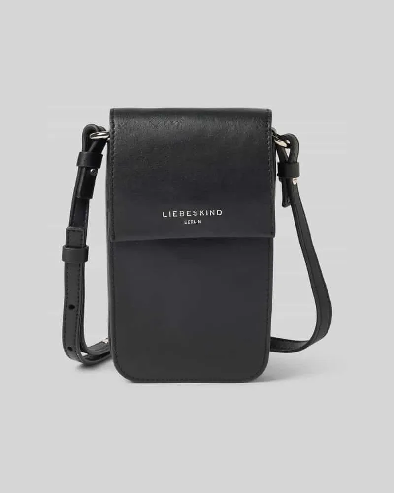 Liebeskind Handytasche aus Leder mit verstellbarem Schulterriemen Black