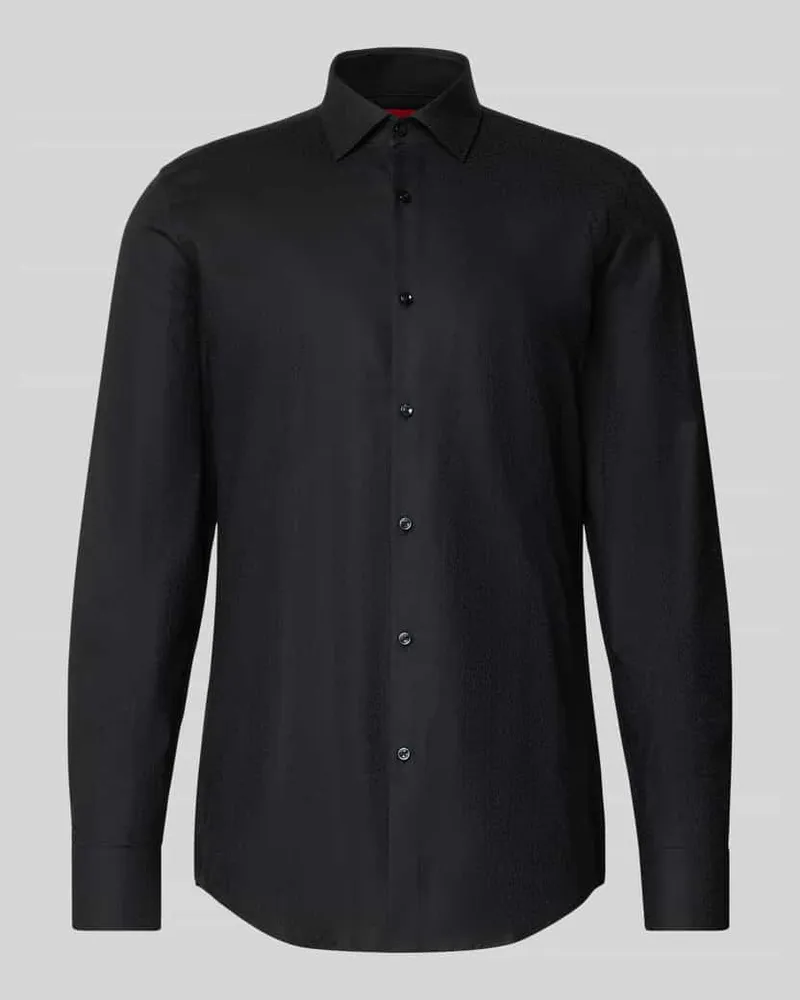 HUGO BOSS Slim Fit Businesshemd aus reiner Baumwolle Modell 'KENNO Black