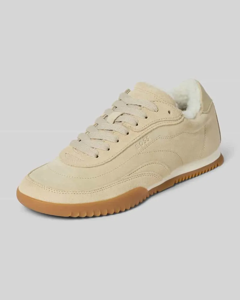 HUGO BOSS Low Top Sneaker aus echtem Leder Modell 'CARLYNN Beige