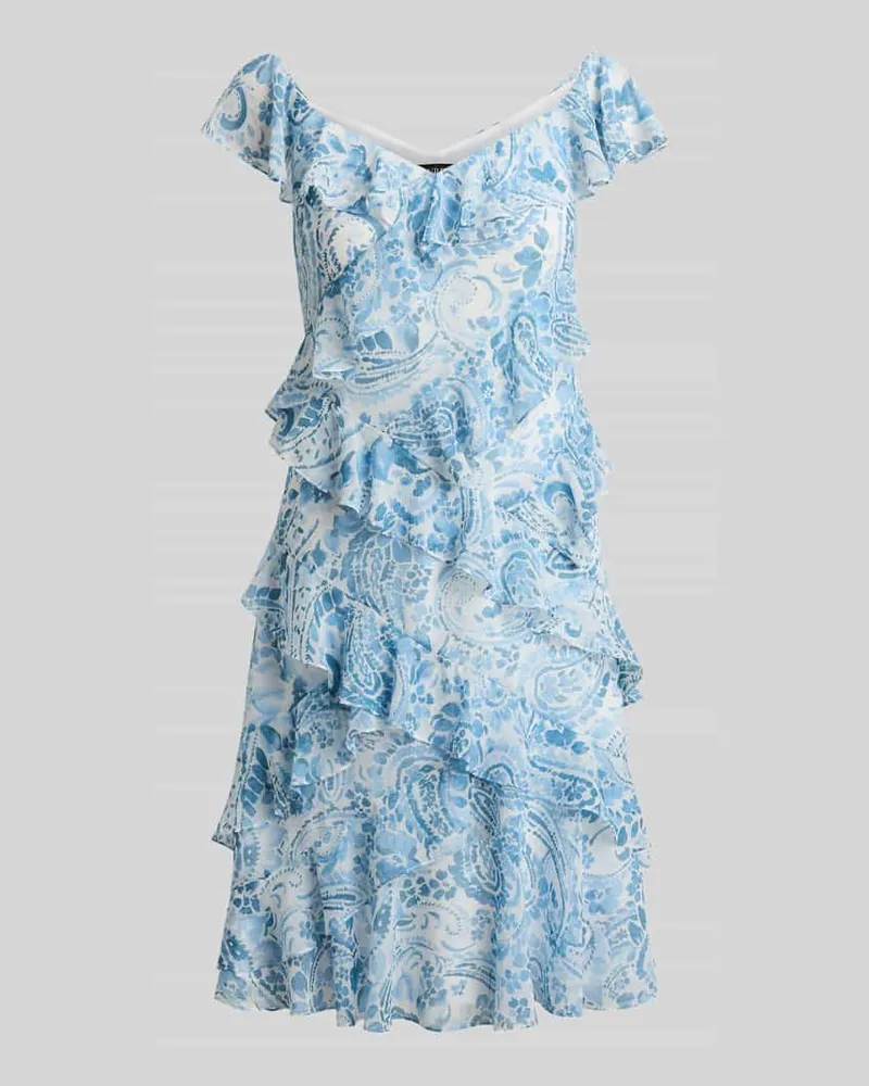 Ralph Lauren Cocktailkleid mit Volants Weiss