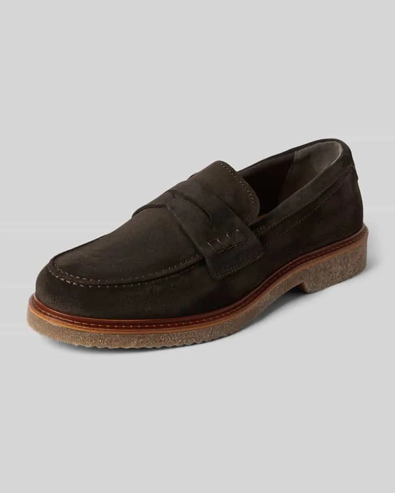 Marc O'Polo Loafer aus Rindsvelours mit Kreppsohle Dunkelbraun