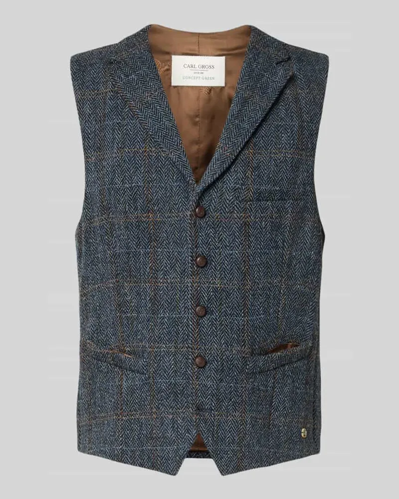 Carl Gross Weste aus Schurwolle mit Brustleistentasche Modell 'Warner Blau