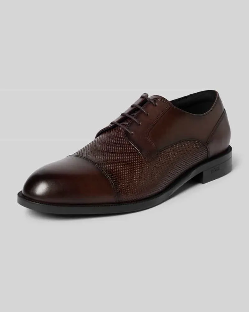 HUGO BOSS Derby Schnürschuh aus echtem Leder Dunkelbraun
