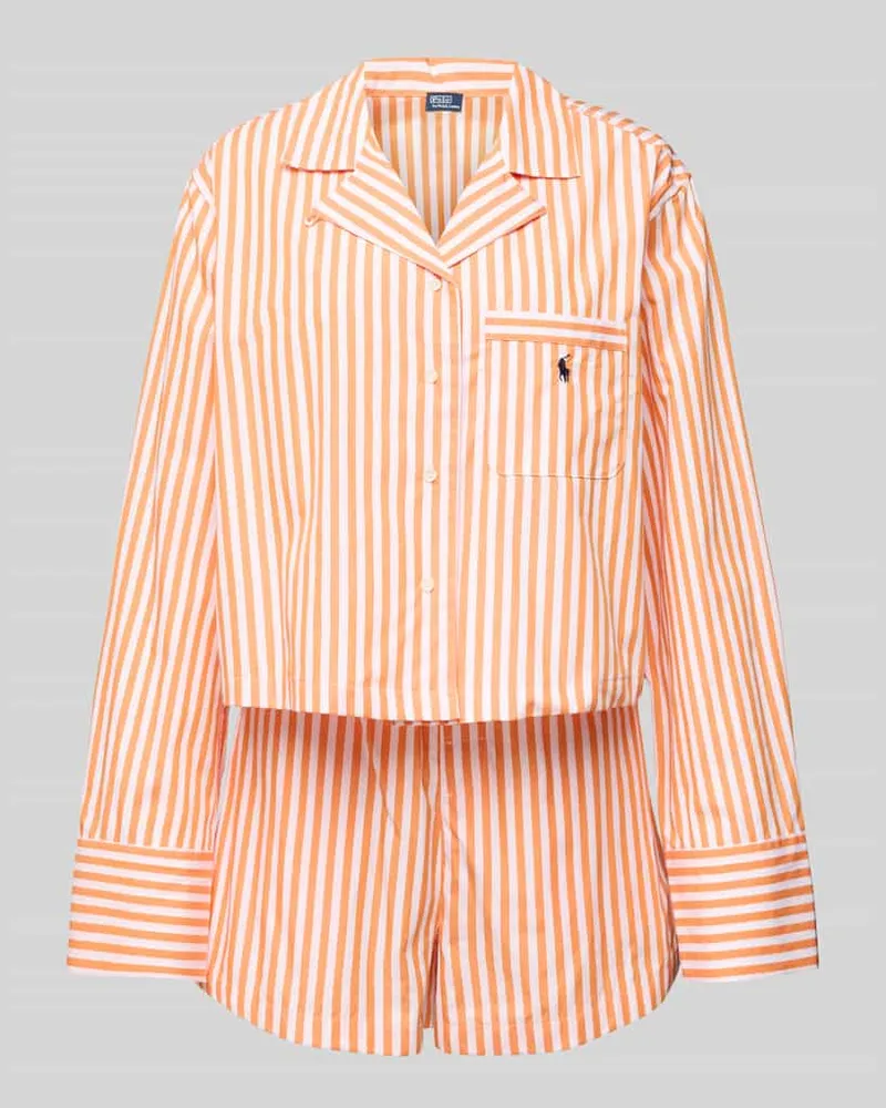 Ralph Lauren Pyjama mit Logo-Stitchings und Knopfleiste Orange