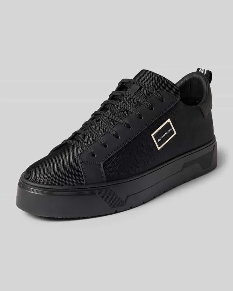 Antony Morato Sneaker aus Leder-Mix mit Logo-Detail Black