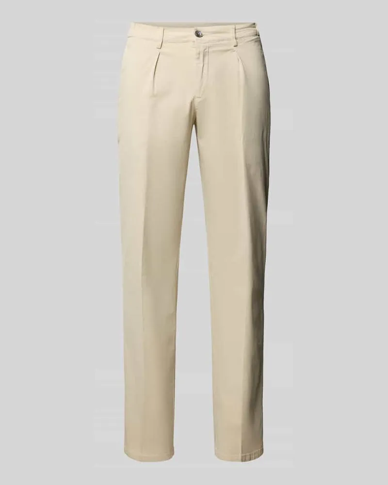 Profuomo Hose mit Bügelfalten und Gesäßtaschen Sand