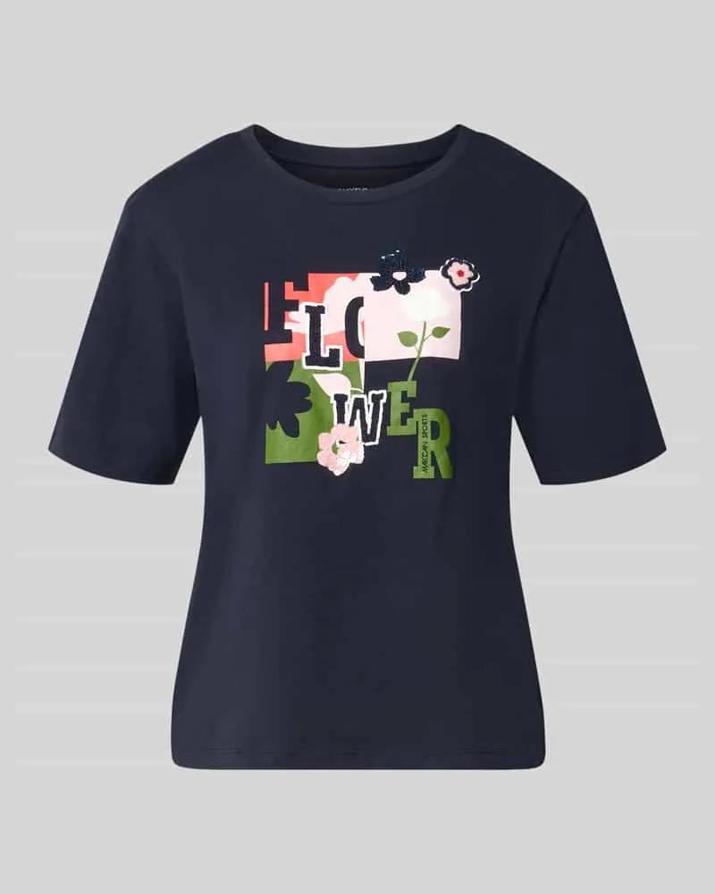 Marc Cain Regular Fit T-Shirt aus reiner Baumwolle Marine