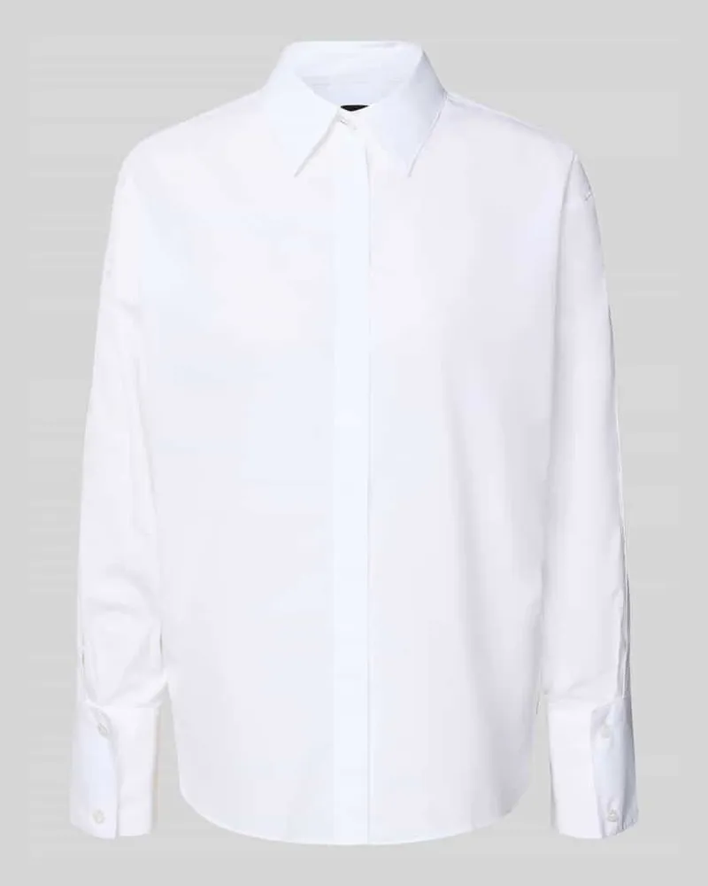 HUGO BOSS Regular Fit Hemdbluse aus reiner Baumwolle Modell 'BINALIA Weiss