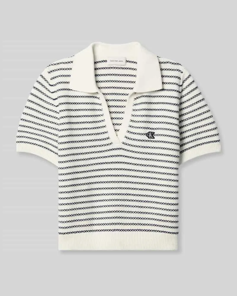 Calvin Klein Regular Fit Poloshirt aus Baumwoll-Mix in Strick-Optik Beige