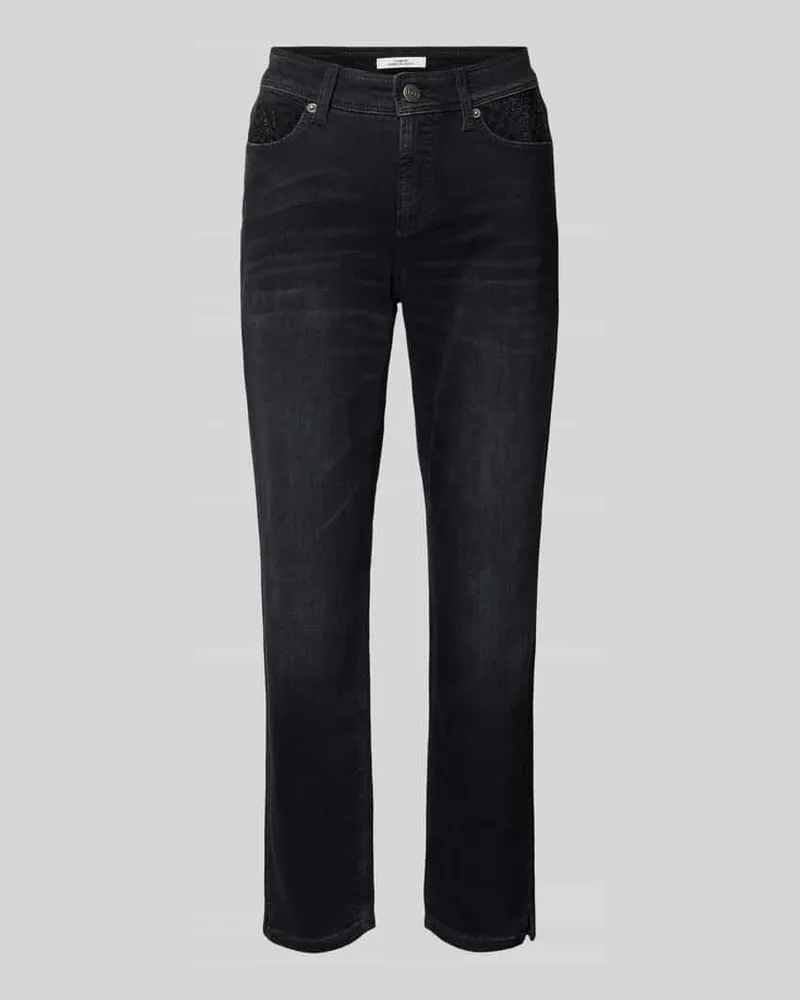 Cambio Straight Leg Jeans mit Ziersteinbesatz Modell 'PIPER Black