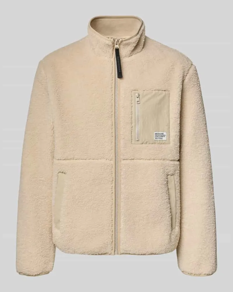 Marc O'Polo Regular Fit Teddy- / Webpelzjacke mit Brustleistentaschen Beige