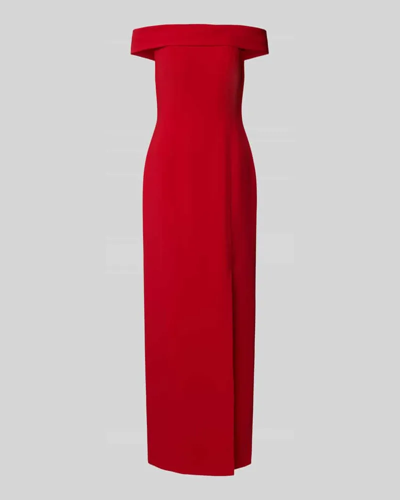 Ralph Lauren Abendkleid mit Carmen-Ausschnitt Rot
