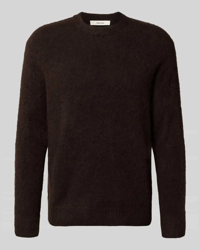 Selected Homme Relaxed Fit Strickpullover mit Woll-Anteil Modell 'RAI BRUSHED Mittelbraun