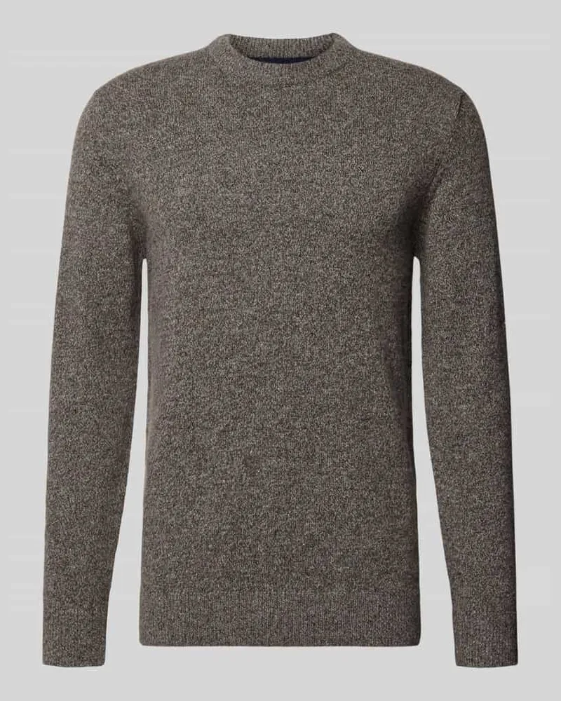 Barbour Pullover aus Woll-Seide-Mix mit Rundhalsausschnitt Modell 'TISBURY Taupe