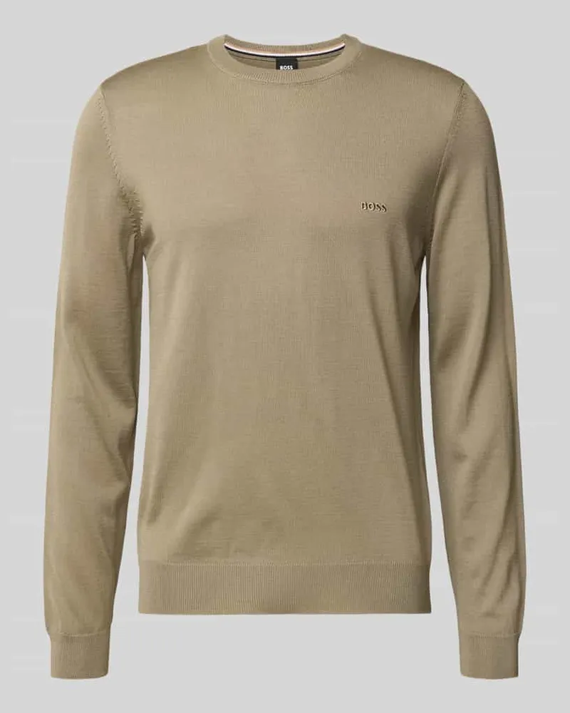 HUGO BOSS Regular Fit Strickpullover aus reiner Schurwolle Modell 'BOTTO Schlamm