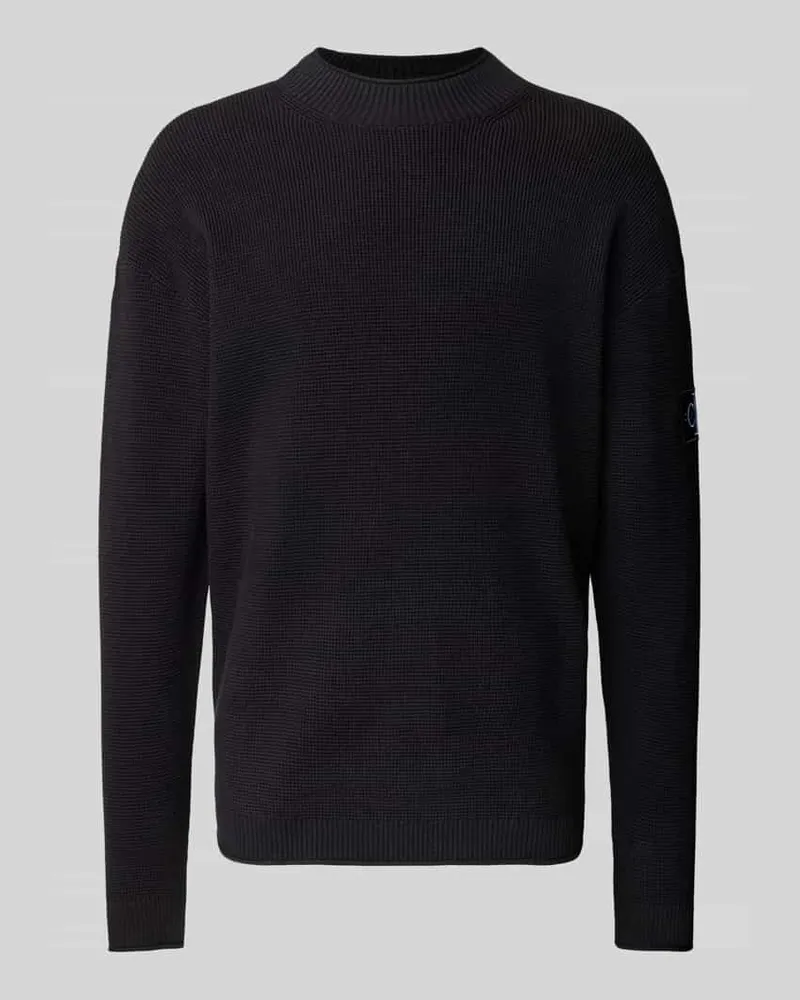 Calvin Klein Relaxed Fit Strickpullover mit Label-Patch Black