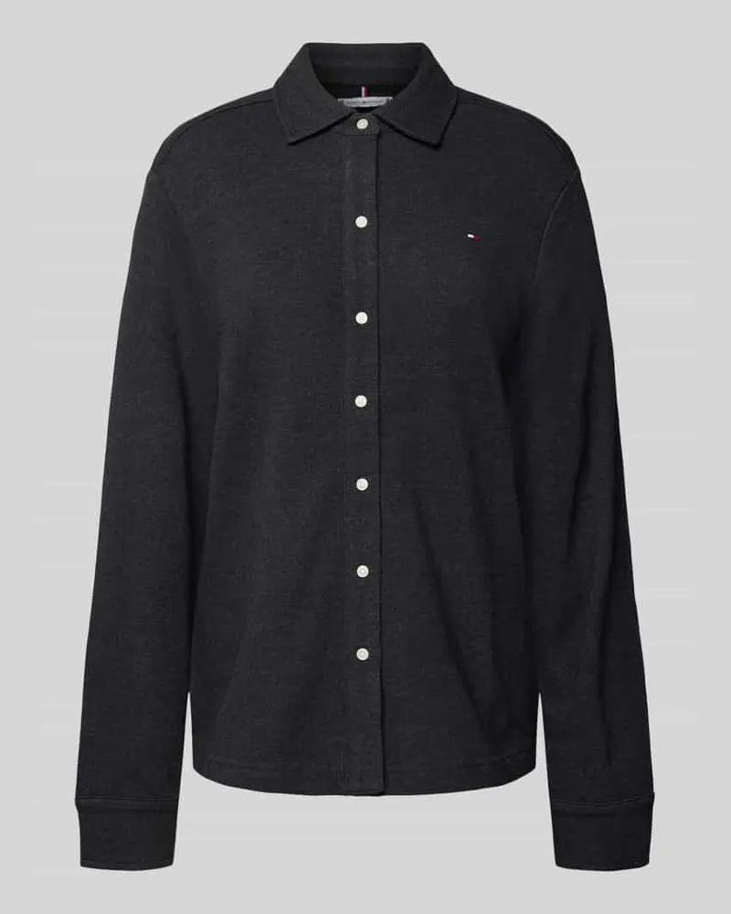 Tommy Hilfiger Regular Fit Langarmbluse aus reiner Baumwolle Hellgrau