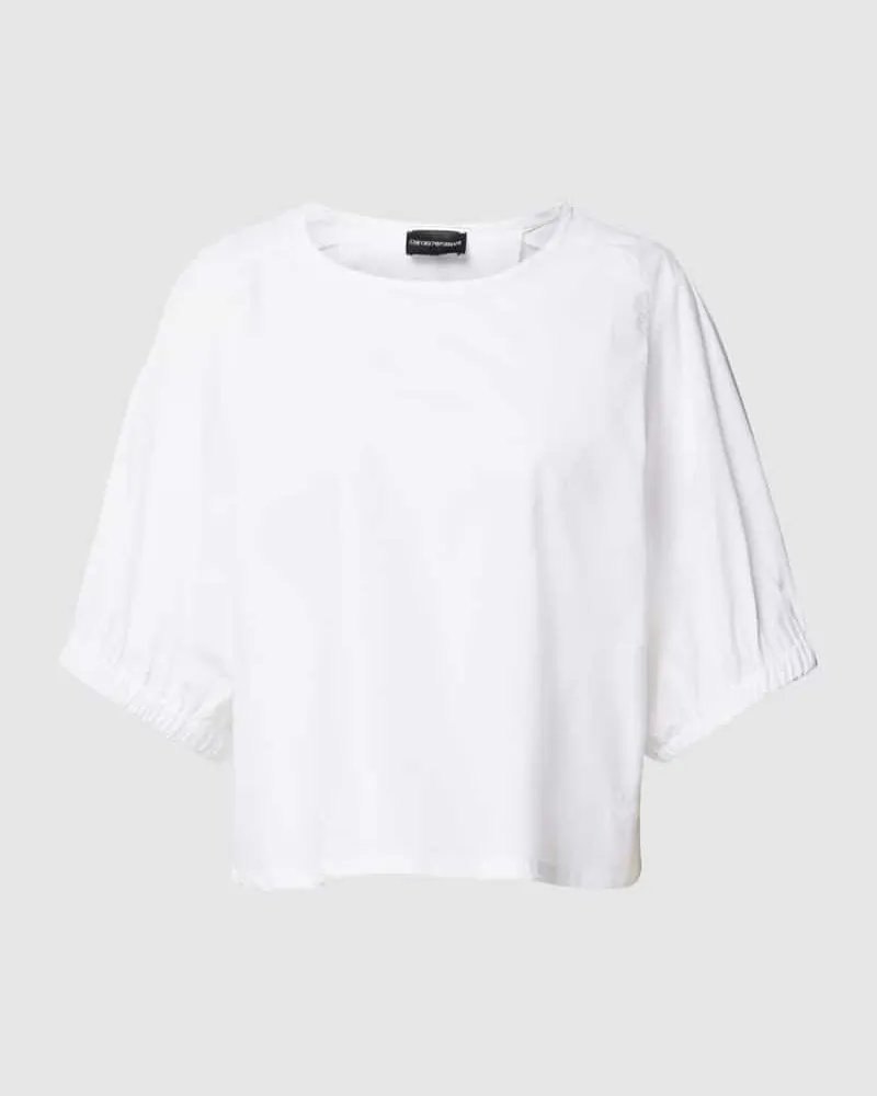 Emporio Armani Cropped Blusenshirt mit 3/4-Arm Weiss