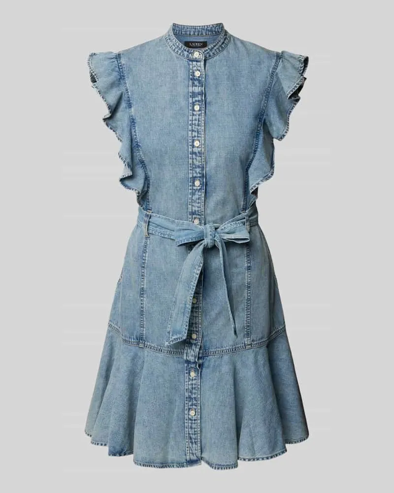 Ralph Lauren Mini Jeanskleid mit Volants Jeansblau