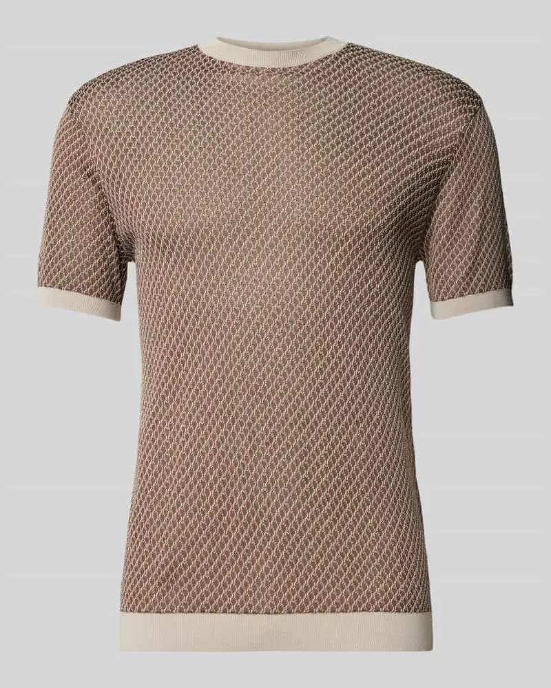 Emporio Armani T-Shirt mit Sturkturmuster Beige