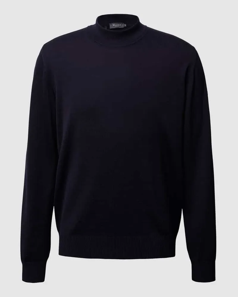 Maerz Pullover aus Merinowolle mit Stehkragen Marine