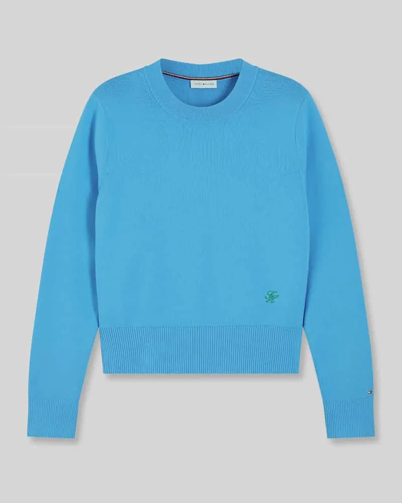 Tommy Hilfiger Regular Fit Pullover aus reiner Baumwolle Eisblau