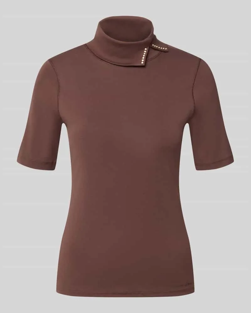 Marc Cain Slim Fit T-Shirt aus Baumwoll-Mix Dunkelbraun