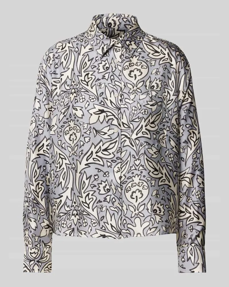 Max Mara Regular Fit Seidenbluse mit Umlegekragen Modell 'ENFASI Hellblau