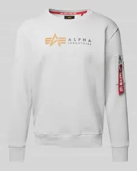 Alpha Industries Sweatshirt mit Label-Print und Reißverschlusstasche Hellgrau