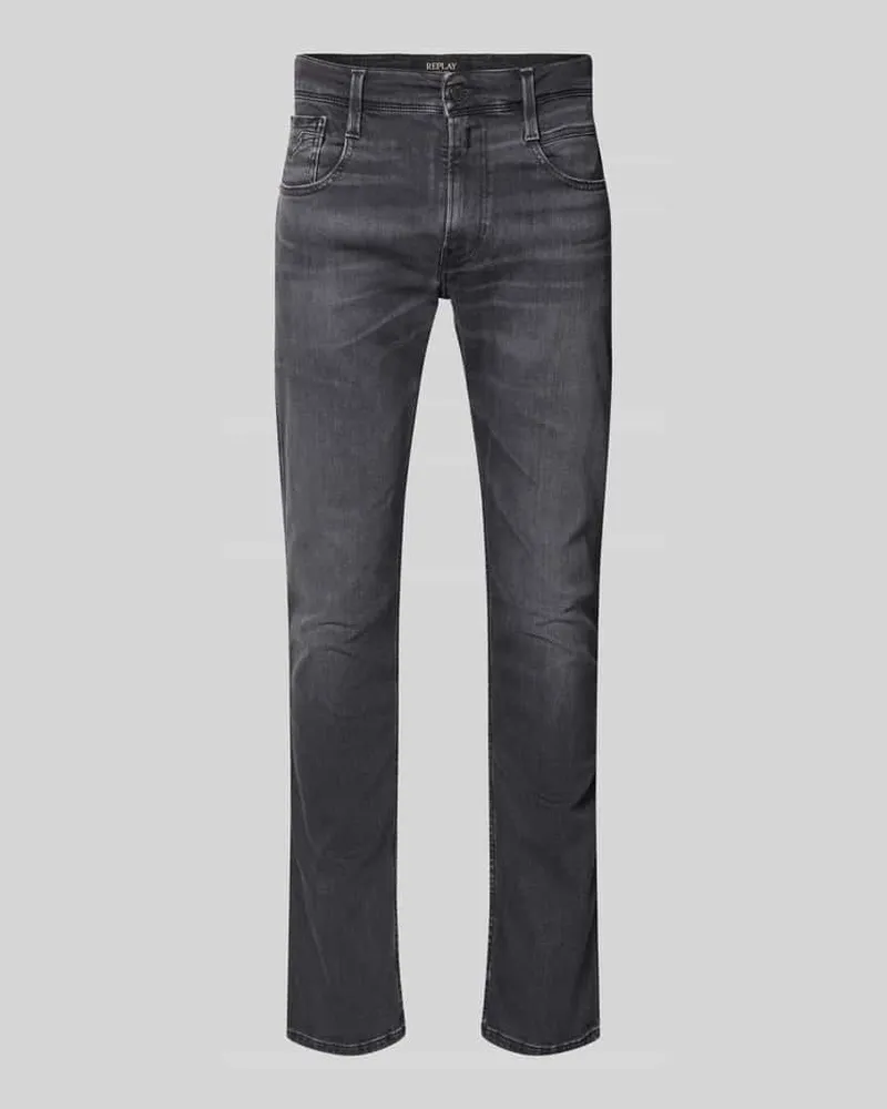 Replay Slim Fit Jeans im 5-Pocket-Design Modell 'Anbass Dunkelgrau