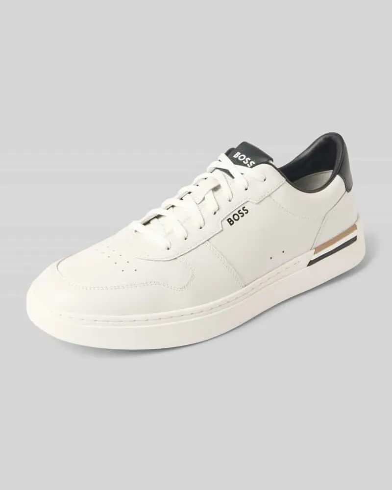HUGO BOSS Low Top Sneaker aus echtem Rindsleder Modell 'CLINT Weiss