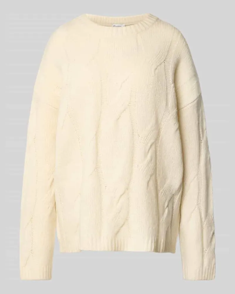 My Essential Wardrobe Oversized Strickpullover mit gerippten Abschlüssen Modell 'Will Offwhite