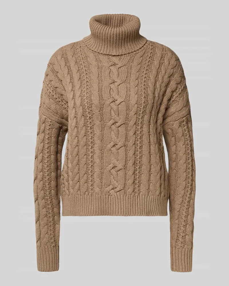Ralph Lauren Rollkragenpullover mit Zopfmuster Modell 'FURQAN Beige
