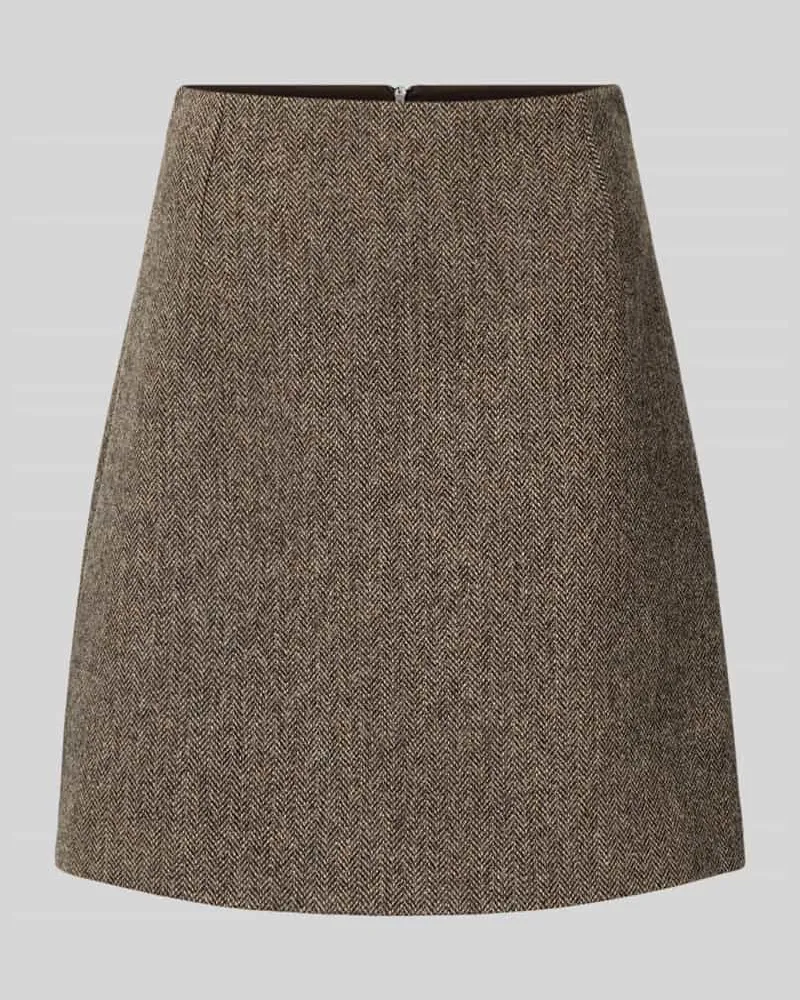 Max Mara Leicht ausgestellter Mini-Rock aus reiner Schurwolle Modell 'MARCHE Dunkelbraun