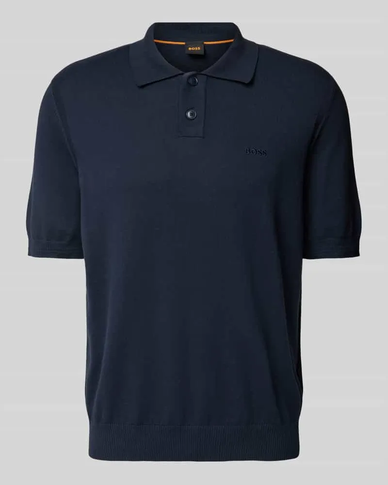 HUGO BOSS Regular Fit Poloshirt mit Label-Stitching Modell 'Asac Dunkelblau