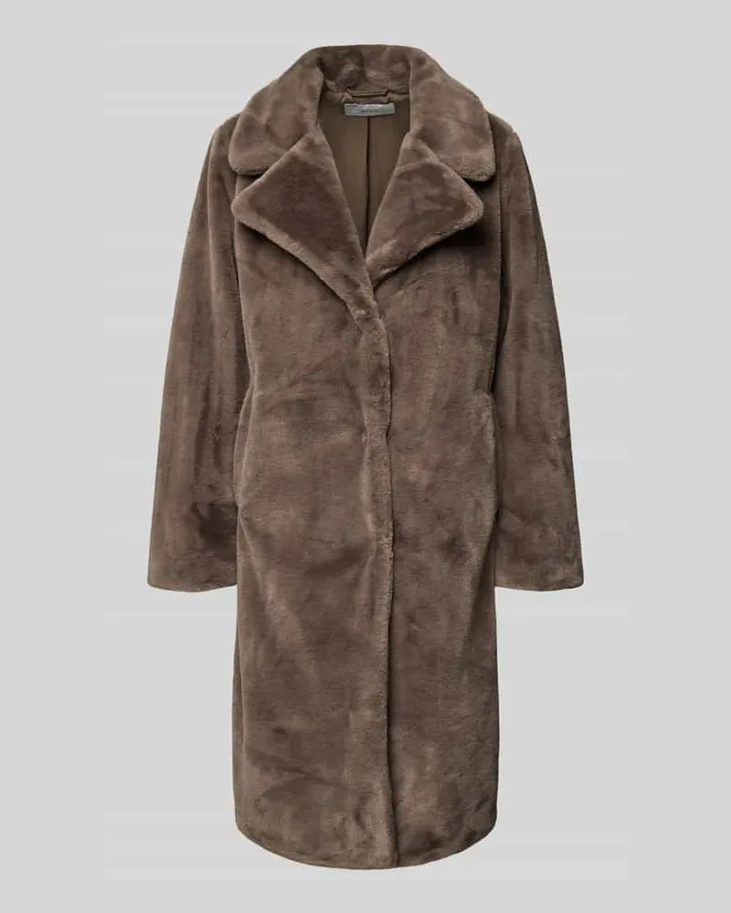 Vila Regular Fit Mantel aus Kunstfell Modell 'Emmela Taupe