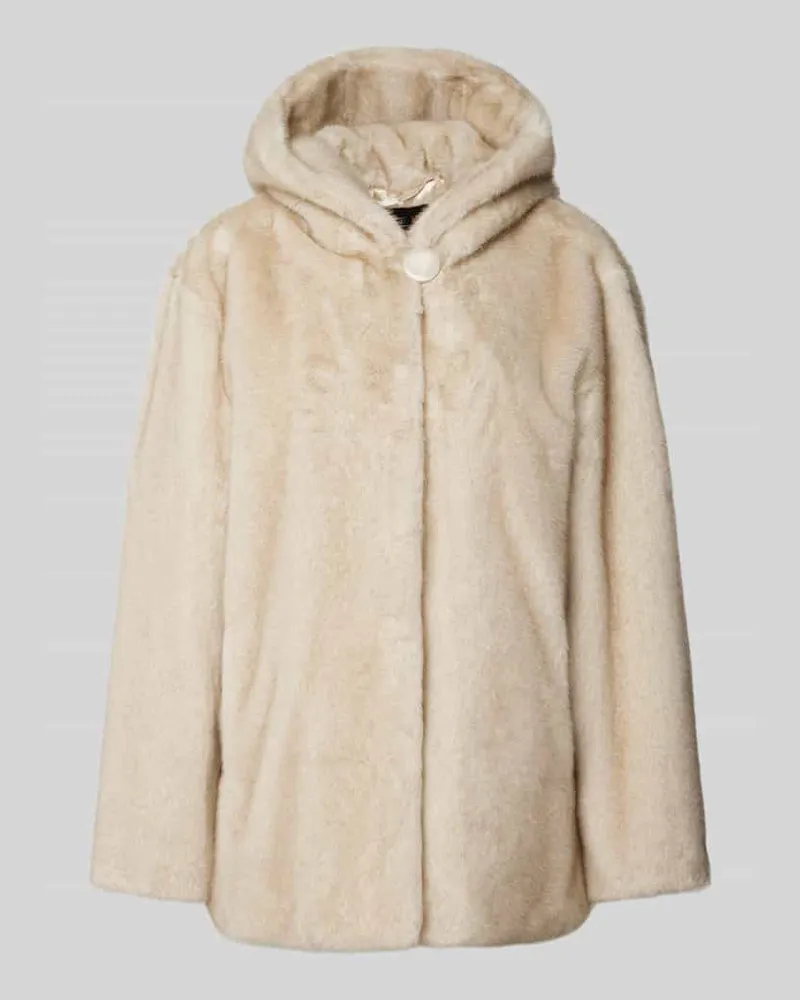 PETITE M. Jacke mit Kunstfellbesatz und Label-Detail Beige