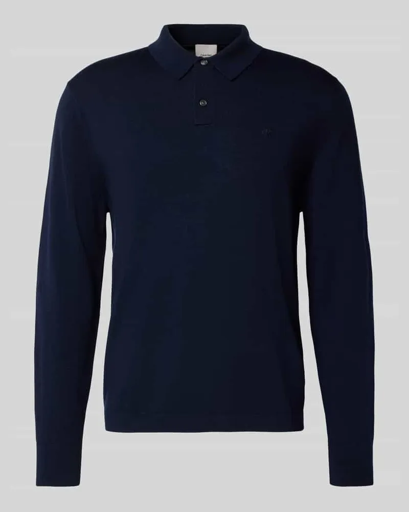 Calvin Klein Strickpullover mit Polokragen Marine