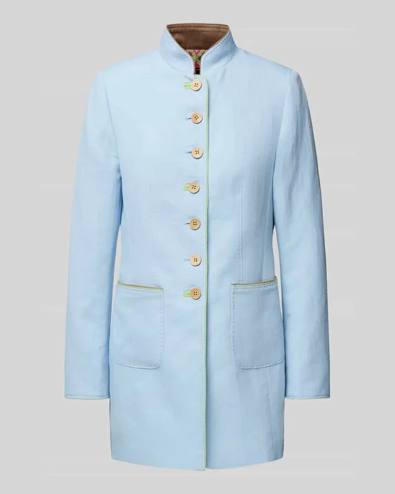 White Label Leicht taillierter Longblazer aus Leinen-Mix Hellblau