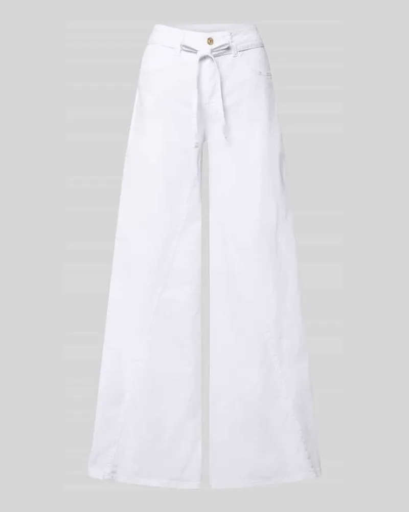 MAC Jeans Wide Fit Jeans mit Zierschleife Weiss