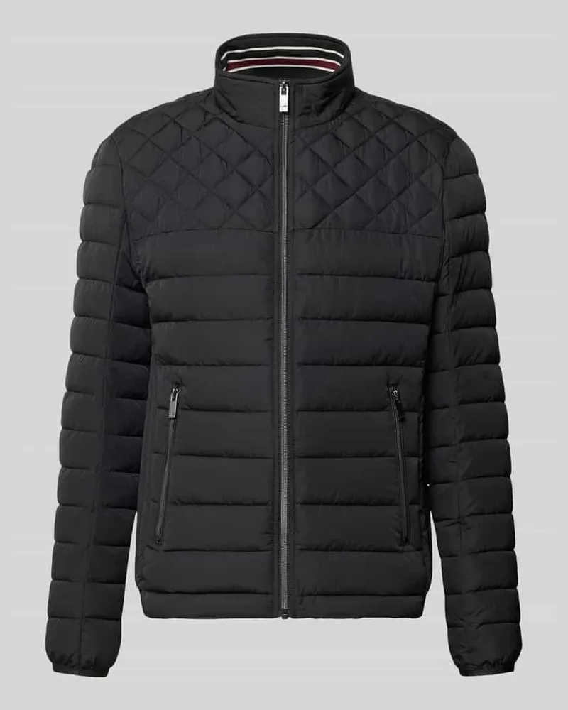 Christian Berg Steppjacke mit Stehkragen und Reißverschlusstaschen Black